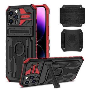 For iPhone 14 Pro Kickstand Detachable Armband Phone Case(Red)