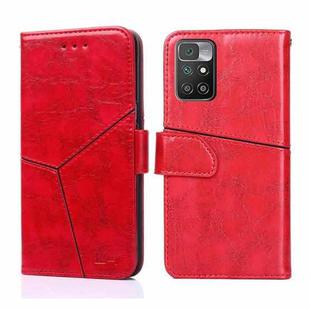 For Xiaomi Redmi 10 Geometric Stitching Horizontal Flip Leather Phone Case(Red)