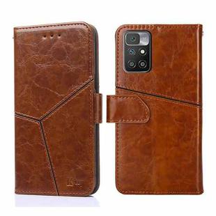 For Xiaomi Redmi 10 Geometric Stitching Horizontal Flip Leather Phone Case(Light Brown)