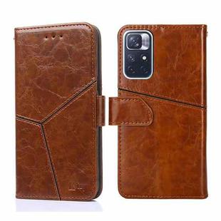 For Xiaomi Redmi Note11 5G  / Poco M4 Pro 5G Geometric Stitching Horizontal Flip Leather Phone Case(Light Brown)