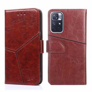 For Xiaomi Redmi Note11 5G  / Poco M4 Pro 5G Geometric Stitching Horizontal Flip Leather Phone Case(Dark Brown)