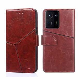 For Xiaomi Mi Mix 4 Geometric Stitching Horizontal Flip Leather Phone Case(Dark Brown)