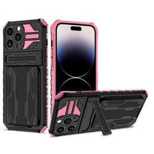 For iPhone 14 Pro Kickstand Armor Card Wallet Phone Case(Pink)