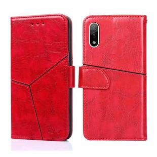 For Sony Xperia Ace II Geometric Stitching Horizontal Flip Leather Phone Case(Red)