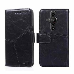 For Sony Xperia Pro-I Geometric Stitching Horizontal Flip Leather Phone Case(Black)