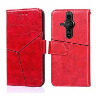 For Sony Xperia Pro-I Geometric Stitching Horizontal Flip Leather Phone Case(Red)