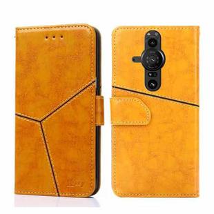 For Sony Xperia Pro-I Geometric Stitching Horizontal Flip Leather Phone Case(Yellow)