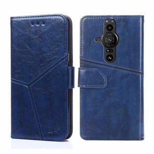 For Sony Xperia Pro-I Geometric Stitching Horizontal Flip Leather Phone Case(Blue)