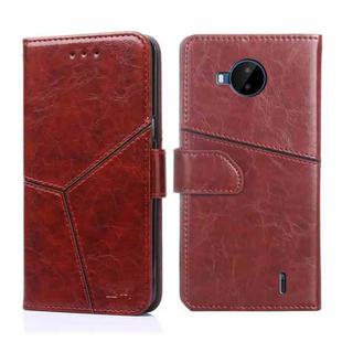 For Nokia C20 Plus Geometric Stitching Horizontal Flip Leather Phone Case(Dark Brown)