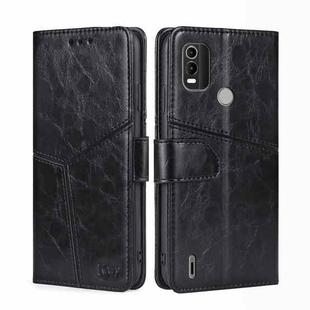 For Nokia C21 Plus Geometric Stitching Horizontal Flip Leather Phone Case(Black)