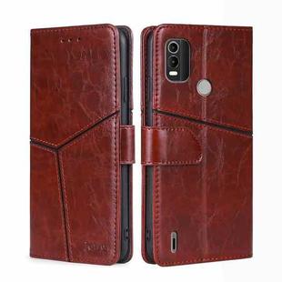 For Nokia C21 Plus Geometric Stitching Horizontal Flip Leather Phone Case(Dark Brown)