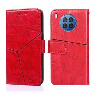 For Huawei nova 8i Geometric Stitching Horizontal Flip Leather Phone Case(Red)