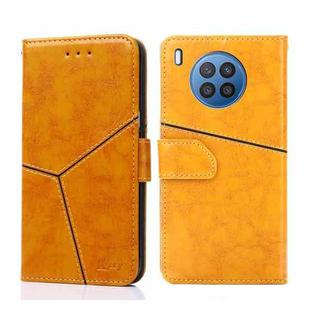 For Huawei nova 8i Geometric Stitching Horizontal Flip Leather Phone Case(Yellow)