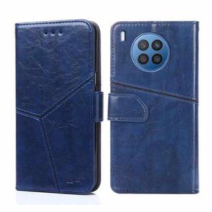 For Huawei nova 8i Geometric Stitching Horizontal Flip Leather Phone Case(Blue)