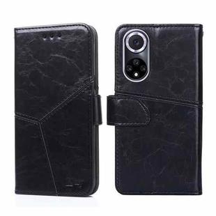 For Huawei nova 9 Geometric Stitching Horizontal Flip Leather Phone Case(Black)