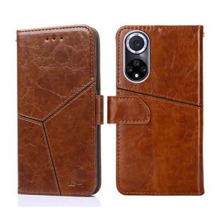 For Huawei nova 9 Geometric Stitching Horizontal Flip Leather Phone Case(Light Brown)