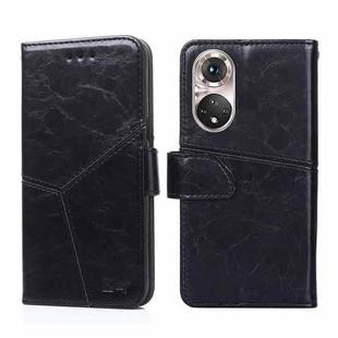 For Honor 50 Pro Geometric Stitching Horizontal Flip Leather Phone Case(Black)