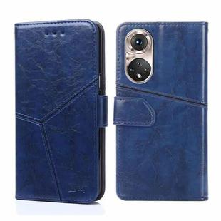 For Honor 50 Pro Geometric Stitching Horizontal Flip Leather Phone Case(Blue)