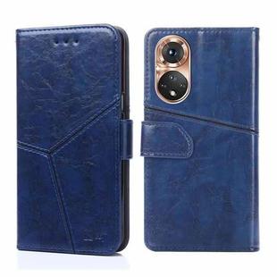 For Honor 50 Geometric Stitching Horizontal Flip Leather Phone Case(Blue)