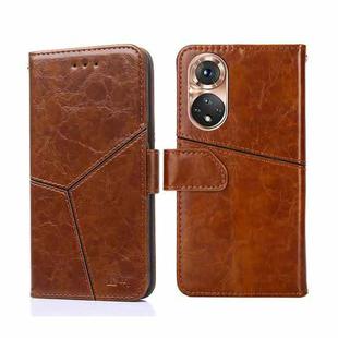 For Honor 50 Geometric Stitching Horizontal Flip Leather Phone Case(Light Brown)