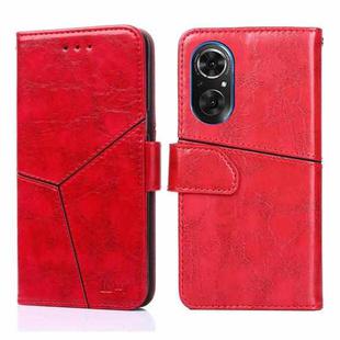 For Honor 50 SE Geometric Stitching Horizontal Flip Leather Phone Case(Red)