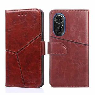 For Honor 50 SE Geometric Stitching Horizontal Flip Leather Phone Case(Dark Brown)
