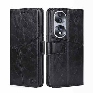 For Honor 70 Geometric Stitching Horizontal Flip Leather Phone Case(Black)