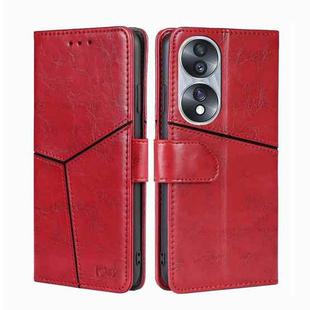 For Honor 70 Geometric Stitching Horizontal Flip Leather Phone Case(Red)