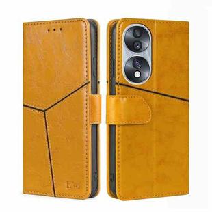 For Honor 70 Geometric Stitching Horizontal Flip Leather Phone Case(Yellow)