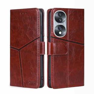 For Honor 70 Geometric Stitching Horizontal Flip Leather Phone Case(Dark Brown)