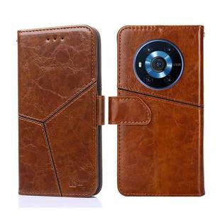 For Honor Magic3 Geometric Stitching Horizontal Flip Leather Phone Case(Light Brown)
