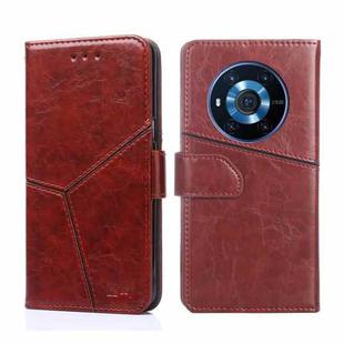For Honor Magic3 Geometric Stitching Horizontal Flip Leather Phone Case(Dark Brown)