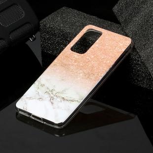 For Huawei P40 Marble Pattern Soft TPU Protective Case(Rose Gold White)