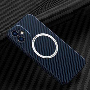 For iPhone 11 Carbon Fiber Texture MagSafe Magnetic Phone Case (Blue)