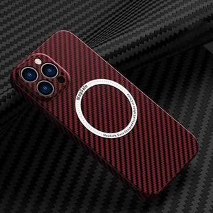 For iPhone 12 Pro Carbon Fiber Texture MagSafe Magnetic Phone Case(Red)