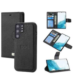 For Samsung Galaxy S22+ 5G Litchi Texture Magnetic Detachable Wallet Leather Phone Case(Black)