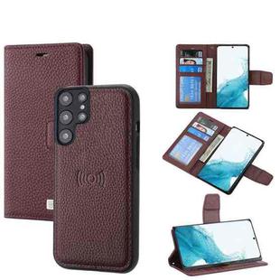 For Samsung Galaxy S22+ 5G Litchi Texture Magnetic Detachable Wallet Leather Phone Case(Purple)