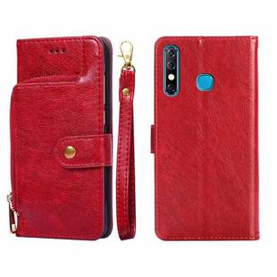 For Infinix Hot 8/Hot 8 Lite/X650/X650B/Tecon Camon 12 Zipper Bag Leather Phone Case(Red)