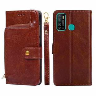 For Infinix Hot 9/Note 7 Lite/X655C Zipper Bag Leather Phone Case(Brown)