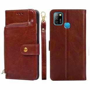 For Infinix Hot 10 Lite/Smart 5 Zipper Bag Leather Phone Case(Brown)