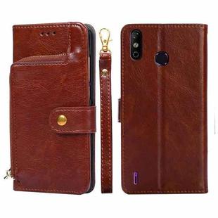 For Infinix Smart 4/X653 Zipper Bag Leather Phone Case(Brown)