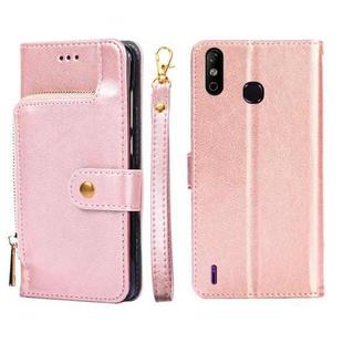 For Infinix Smart 4/X653 Zipper Bag Leather Phone Case(Rose Gold)