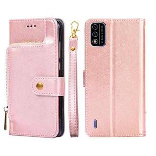 For Itel A48 Zipper Bag Leather Phone Case(Rose Gold)