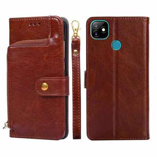 For Itel Vision 1 Zipper Bag Leather Phone Case(Brown)