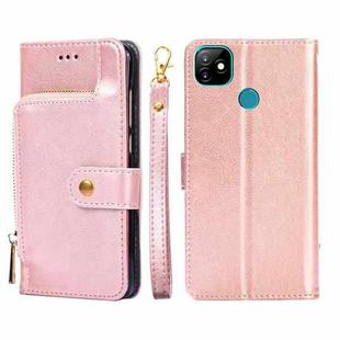 For Itel Vision 1 Zipper Bag Leather Phone Case(Rose Gold)