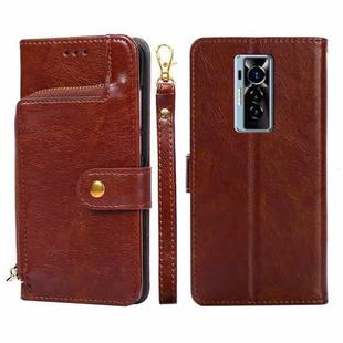 For Tecno Phantom X Zipper Bag Leather Phone Case(Brown)