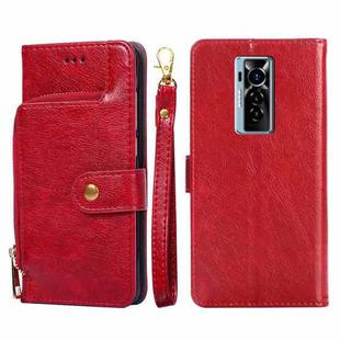For Tecno Phantom X Zipper Bag Leather Phone Case(Red)