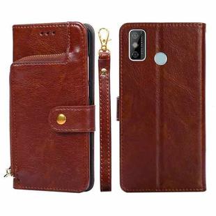 For Tecno Spark 6 GO Zipper Bag Leather Phone Case(Brown)