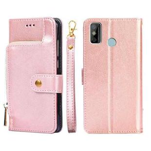 For Tecno Spark 6 GO Zipper Bag Leather Phone Case(Rose Gold)