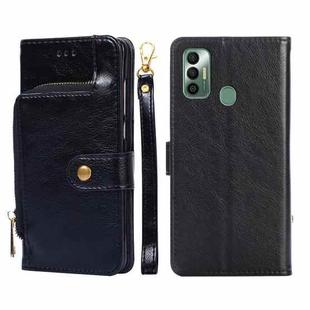 For Tecno Spark 7 Zipper Bag Leather Phone Case(Black)